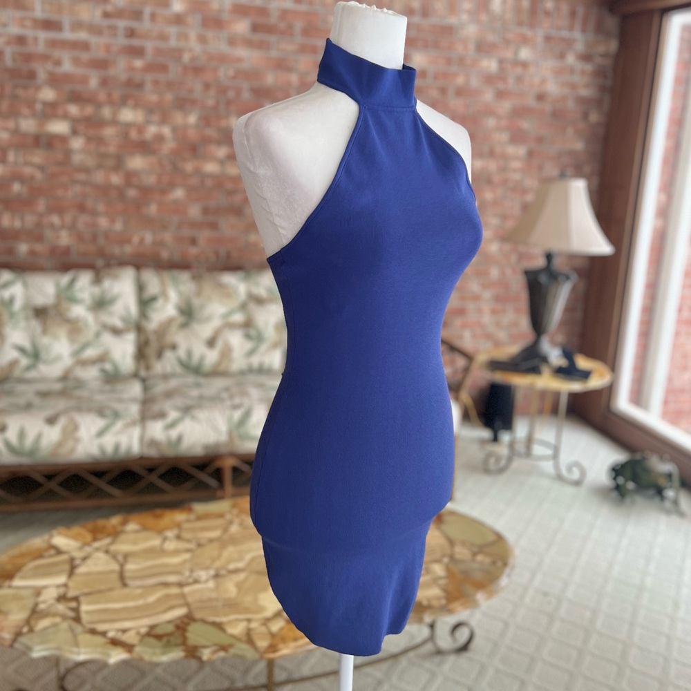 By The Way Dress Bodycon Bandage Halter Periwinkle Blue S Backless Cocktail - Picture 7 of 10